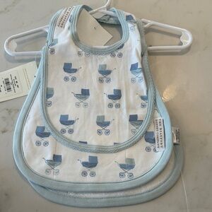 The Beaufort Bonnet Company Light Blue Pram Print Baby Bibs